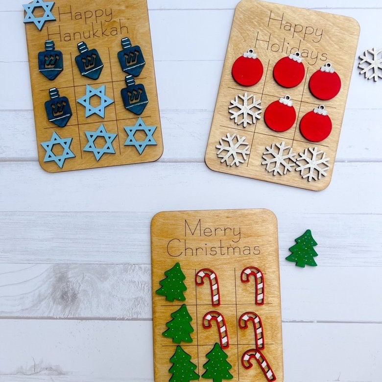 Christmas Tic Tac Toe - Shelf Helper Game - Christmas Game - Tic Tac Toe Game - Gift for Kids - Stocking Stuffer - Hanukkah - DIY Game