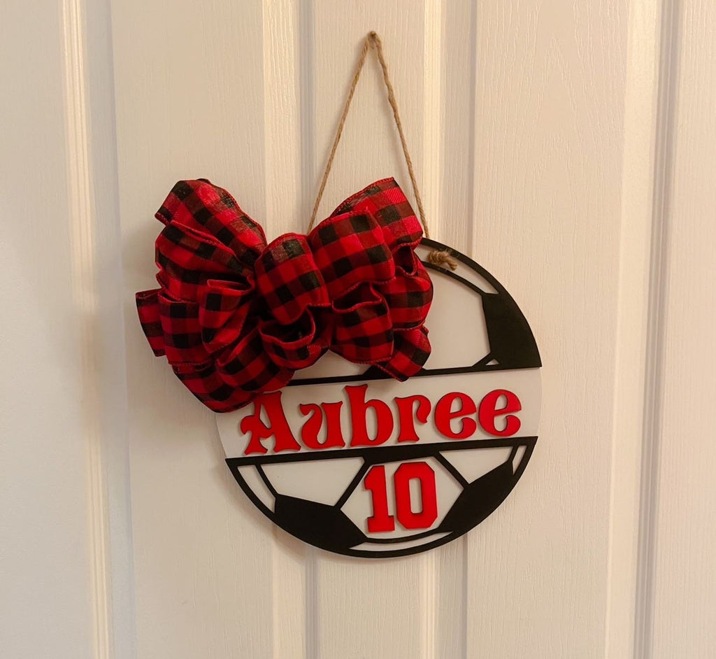 Soccer Door Hanger - At The Soccer Field - Door Hanger - Wall Decor - Soccer Decor - Nursery Decor - Sports Decor - Personalized Decor