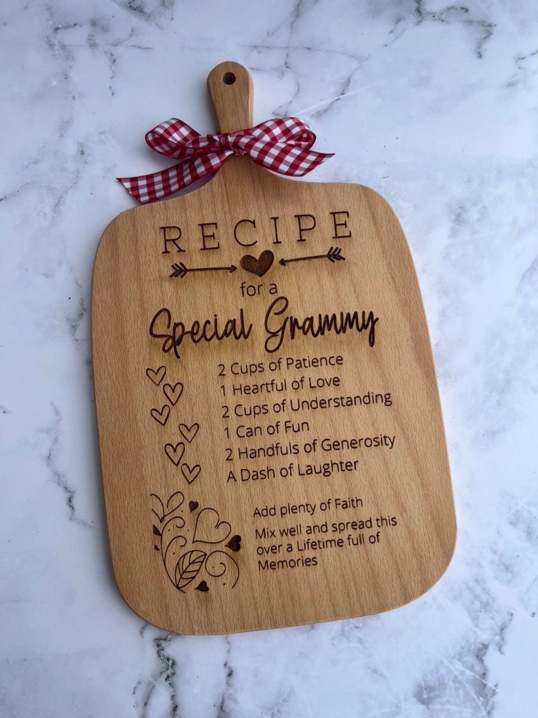 Recipe for a Special Grammy - Engraved Cutting Board - Mini Cutting Boards - Farmhouse Cutting Board - Tier Tray Decor - Grandma - Nana