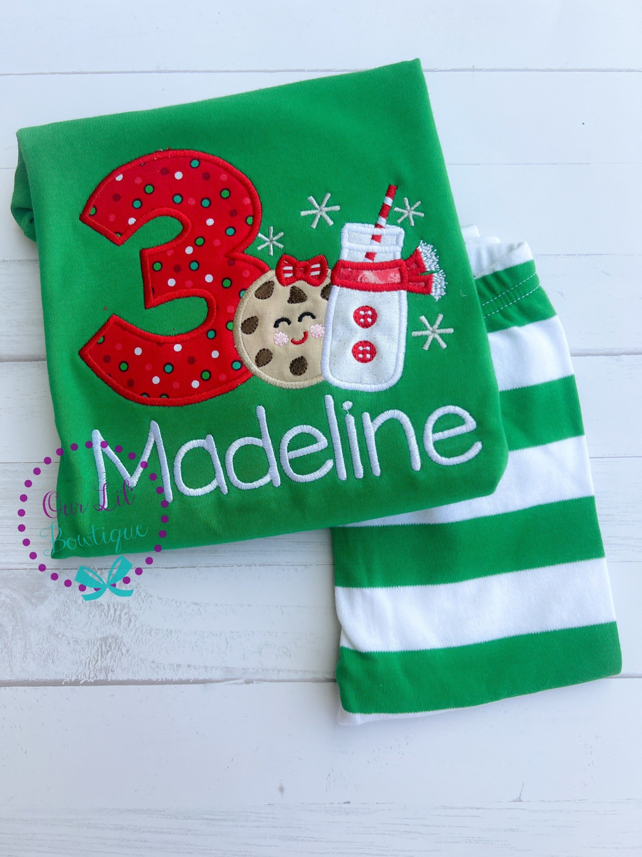 PRE-ORDER Cookies & Milk Birthday Pajamas - Christmas PJs- Pajamas- Personalized Christmas PJs - Christmas Cookies - Matching Christmas Pjs