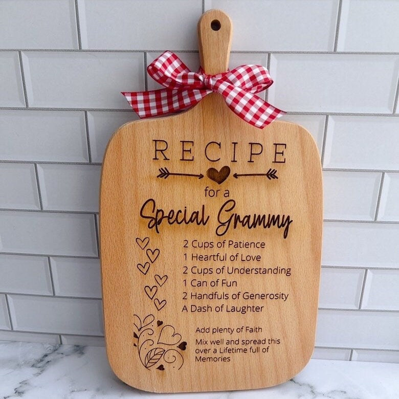 Recipe for a Special Grammy - Engraved Cutting Board - Mini Cutting Boards - Farmhouse Cutting Board - Tier Tray Decor - Grandma - Nana