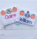 Personalized Kids Thanksgiving Shirt: Embroidered Turkey & Pumpkins