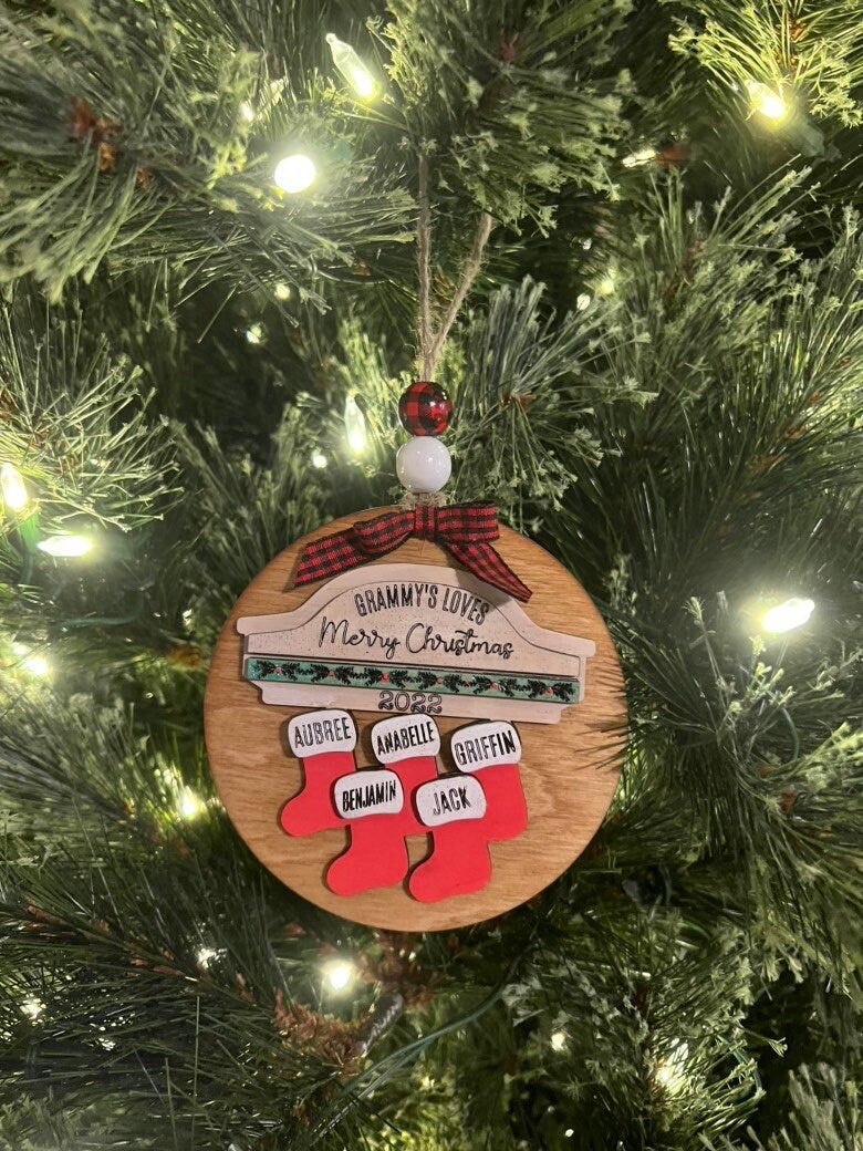 Family Name Ornament - Laser cut Wood Christmas Ornament - Rustic Decor - Christmas Decor - Personalized Stocking Family Ornament - Family
