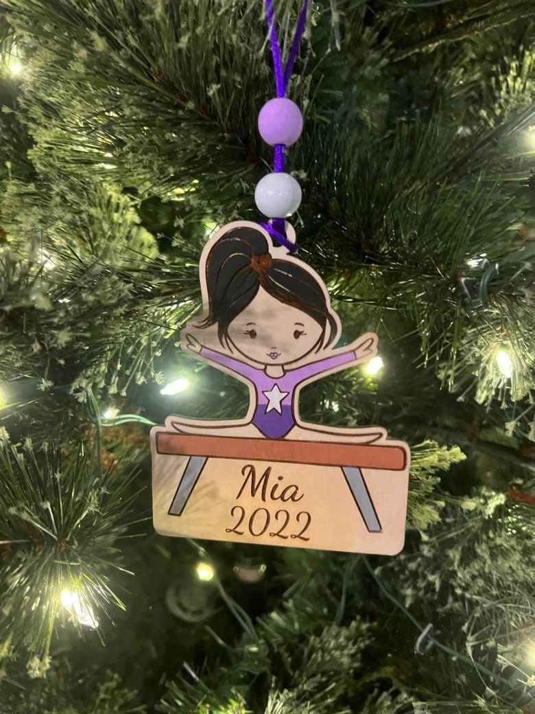 Gymnastics Ornament - Wooden Hanging Christmas Tree Ornament - Gymnastics Lover - Gymnastics Gift - Gymnast Ornament - Bars - Beam - Vault