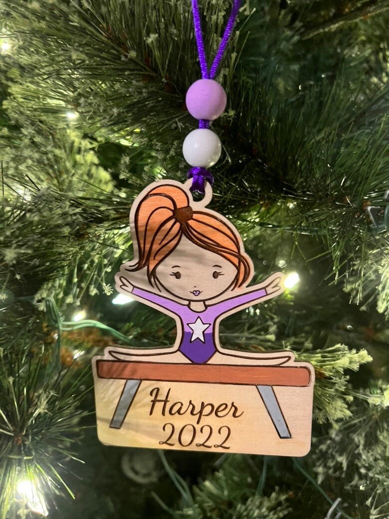 Gymnastics Ornament - Wooden Hanging Christmas Tree Ornament - Gymnastics Lover - Gymnastics Gift - Gymnast Ornament - Bars - Beam - Vault