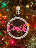 Coach Ornament - Soccer Coach Ornament - Wooden Hanging Christmas Tree Ornament - Soccer Lover - Soccer Gift - Soccer Ornament