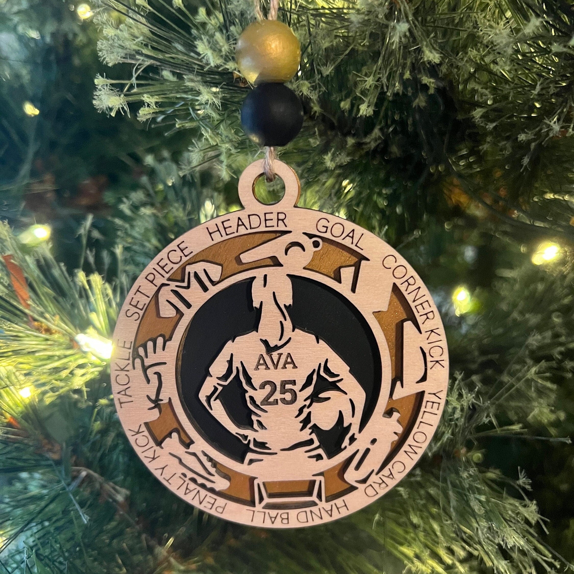 Soccer Ornament - Wooden Hanging Christmas Tree Ornament - Soccer Lover Personalized Soccer Ornament - Soccer Team Gift