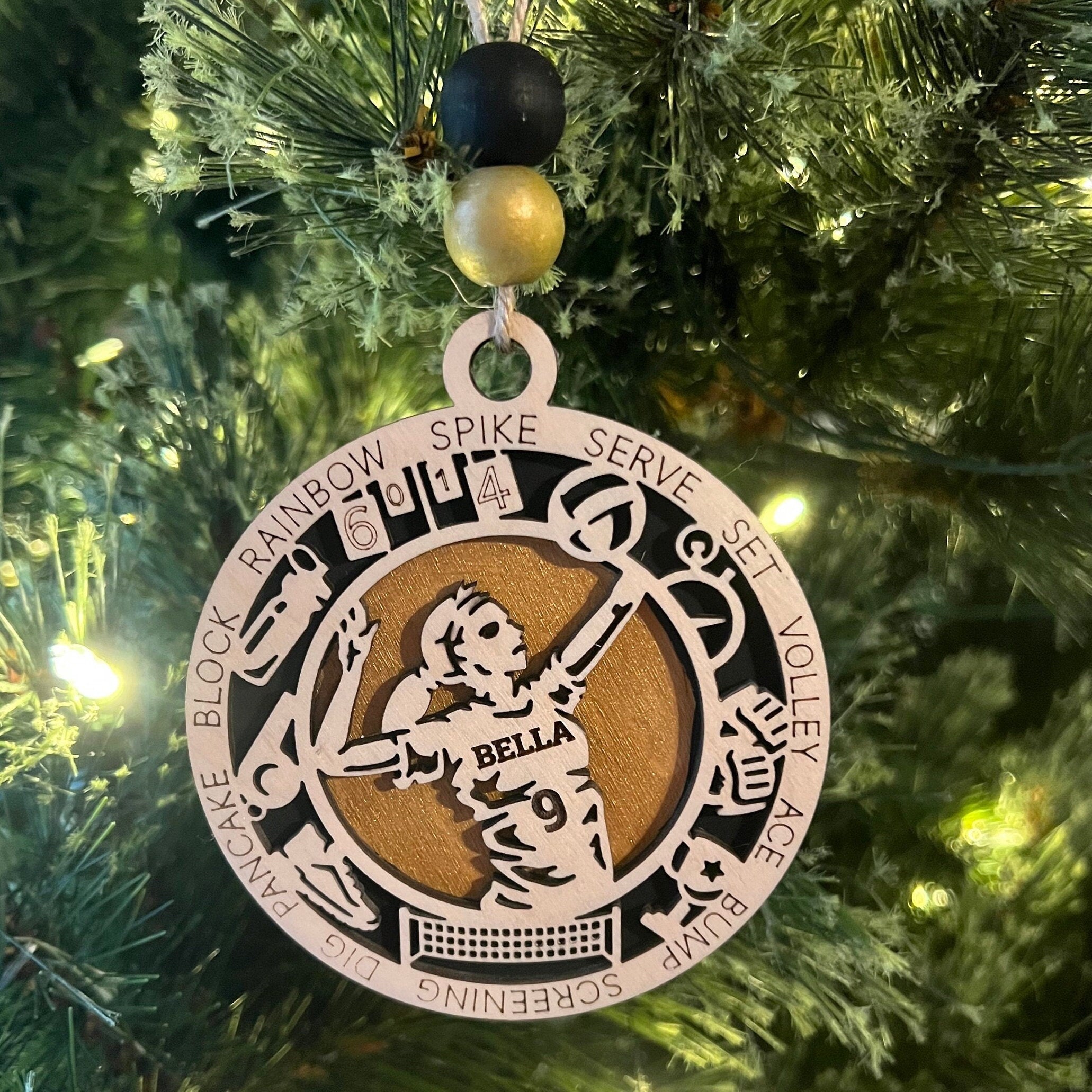 Volleyball Ornament - Wooden Hanging Christmas Tree Ornament - Volleyball Lover Personalized Volleyball Ornament - Volleyball Team Gift