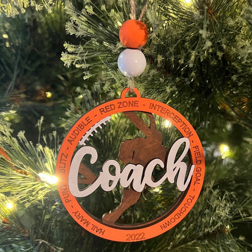 Coach Ornament - Football Coach Ornament - Wooden Hanging Christmas Tree Ornament - Football Lover - Football Gift - Football Ornament