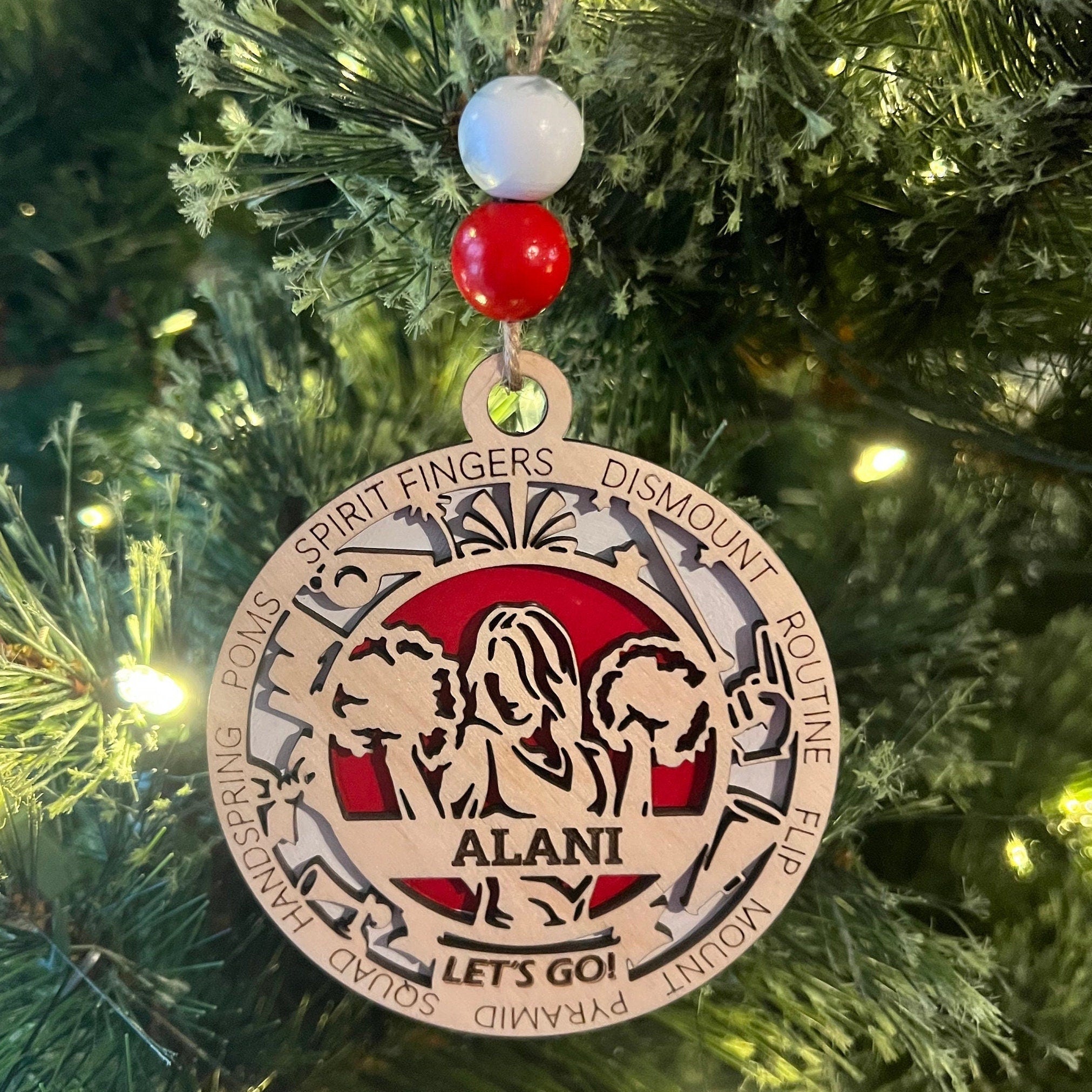 Cheerleader Ornament - Wooden Hanging Christmas Tree Ornament - Cheerleading Lover - Personalized Cheerleader Ornament - Cheerleading Team
