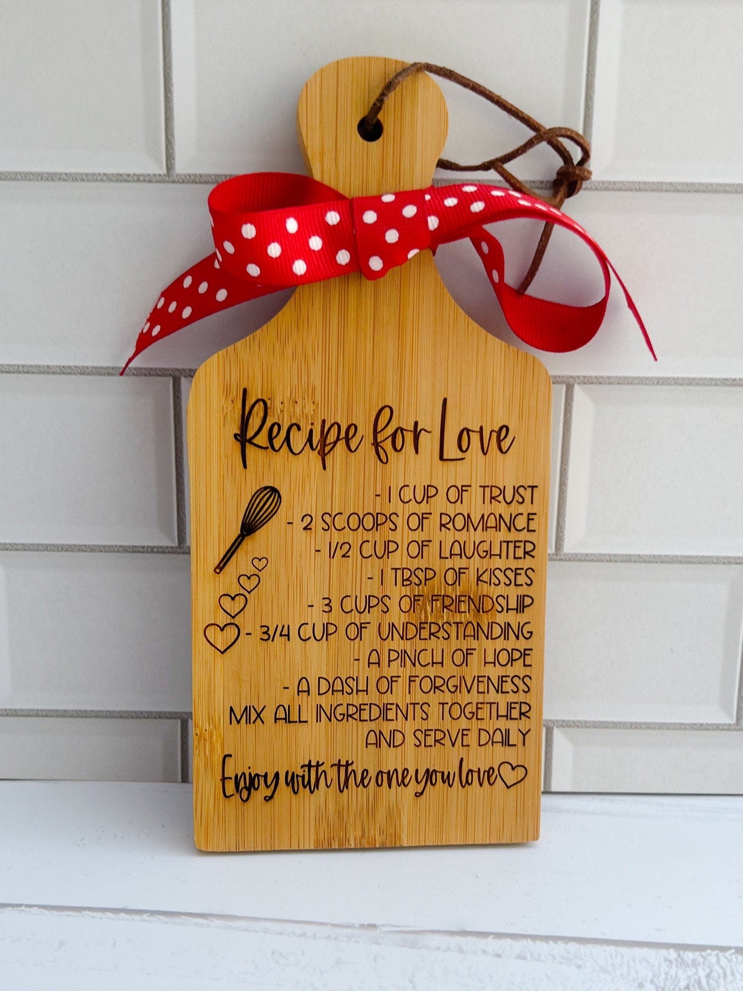 Recipe for Love - Engraved Cutting Board - Mini Cutting Boards - Farmhouse Cutting Board - Tier Tray Decor - Valentine Gift