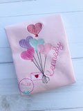 Girls Valentine Shirt: Heart Balloon Applique, Ruffle Sleeve