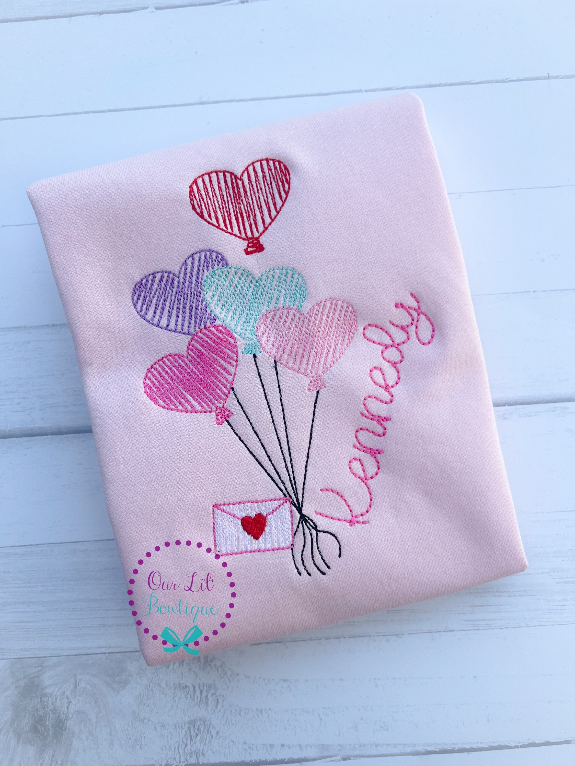 Girls Valentine Shirt: Heart Balloon Applique, Ruffle Sleeve