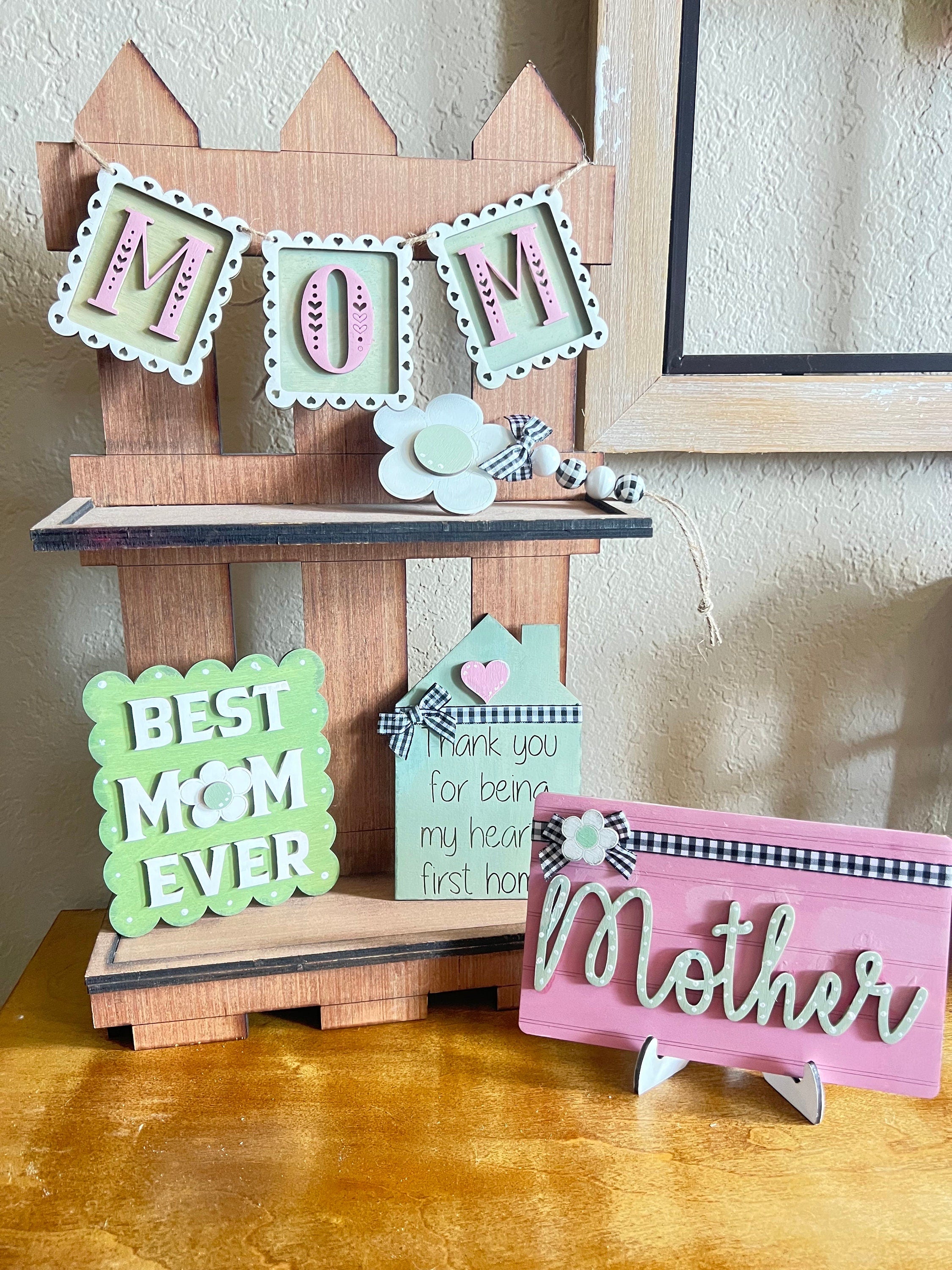 Mothers Day Tiered Tray Bundle - Best Mom Ever - Farmhouse Easter Tiered Tray Set - Mom - Mother - Gift