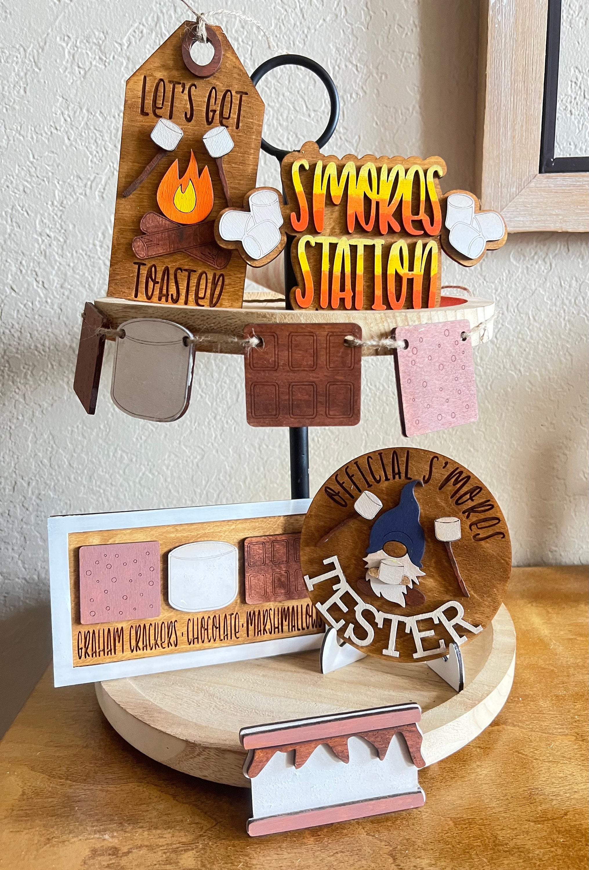 Smore's Tier Tray - Winter Tiered Tray - S'mores Signs - Tiered Tray Bundle - Finished Tiered Tray Set - Home Decor