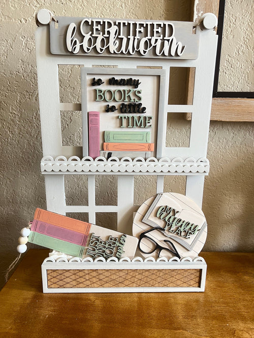 Book Lover - Certified Bookworm - Tiered Tray Set - Library Decor - Book Tiered Tray - Reading Lover - Finished Tiered Tray Set