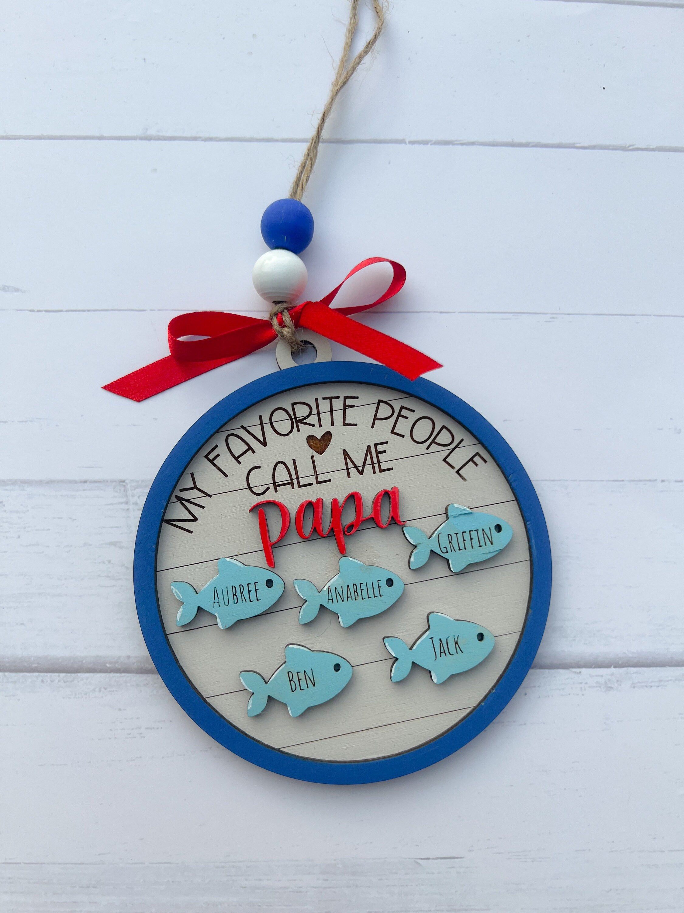 Fishing Ornament - Fathers Day - Gift - Gifts For Him - Family Name Ornament - Laser cut Wood Christmas Ornament - Christmas
