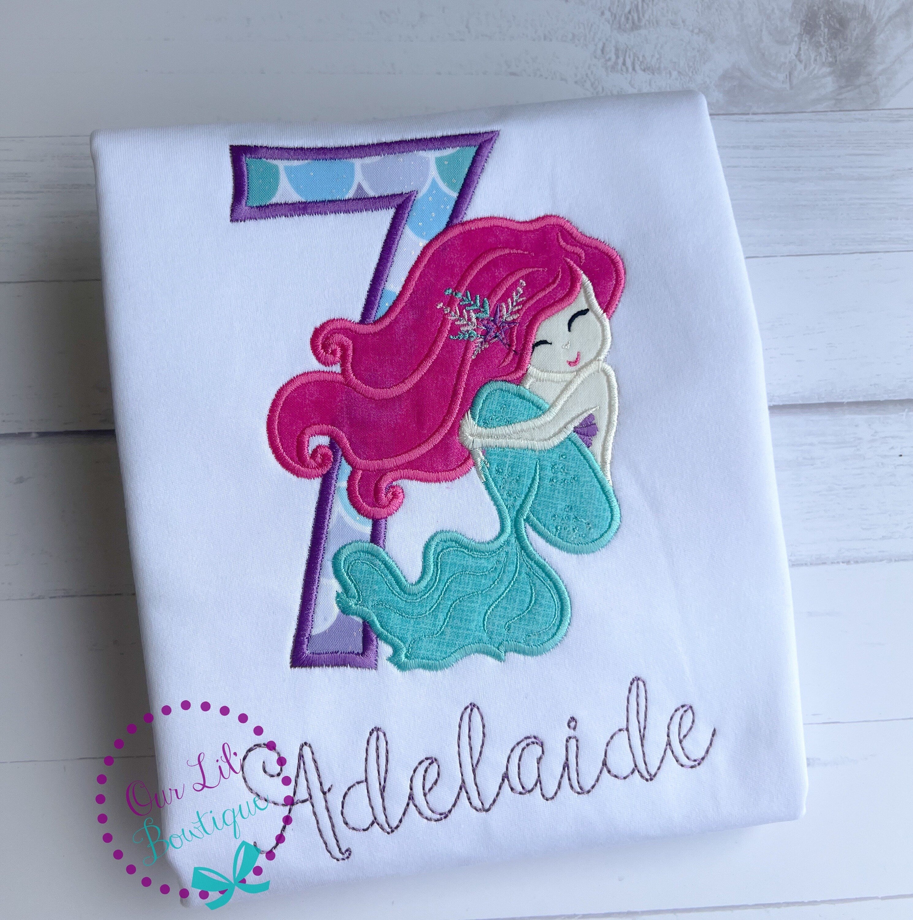 Mermaid Birthday Applique Shirt - Under the Sea Party Outfit