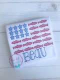 Embroidered Fish Flag Shirt: Personalized Patriotic 4th July Tee