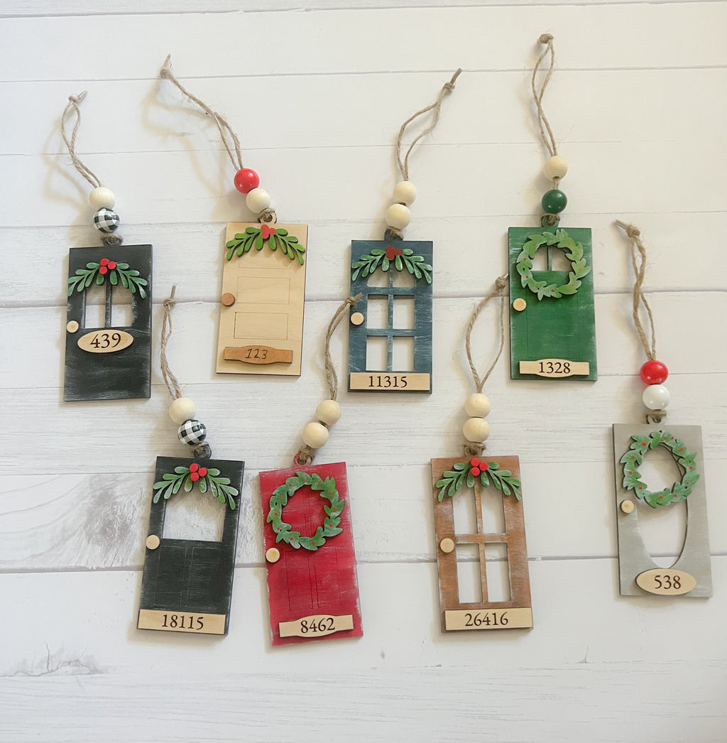 Front Door Ornament - Laser cut Wood Christmas Ornament - Rustic Decor - Christmas Decor - New Home Ornament - Christmas Family Ornament