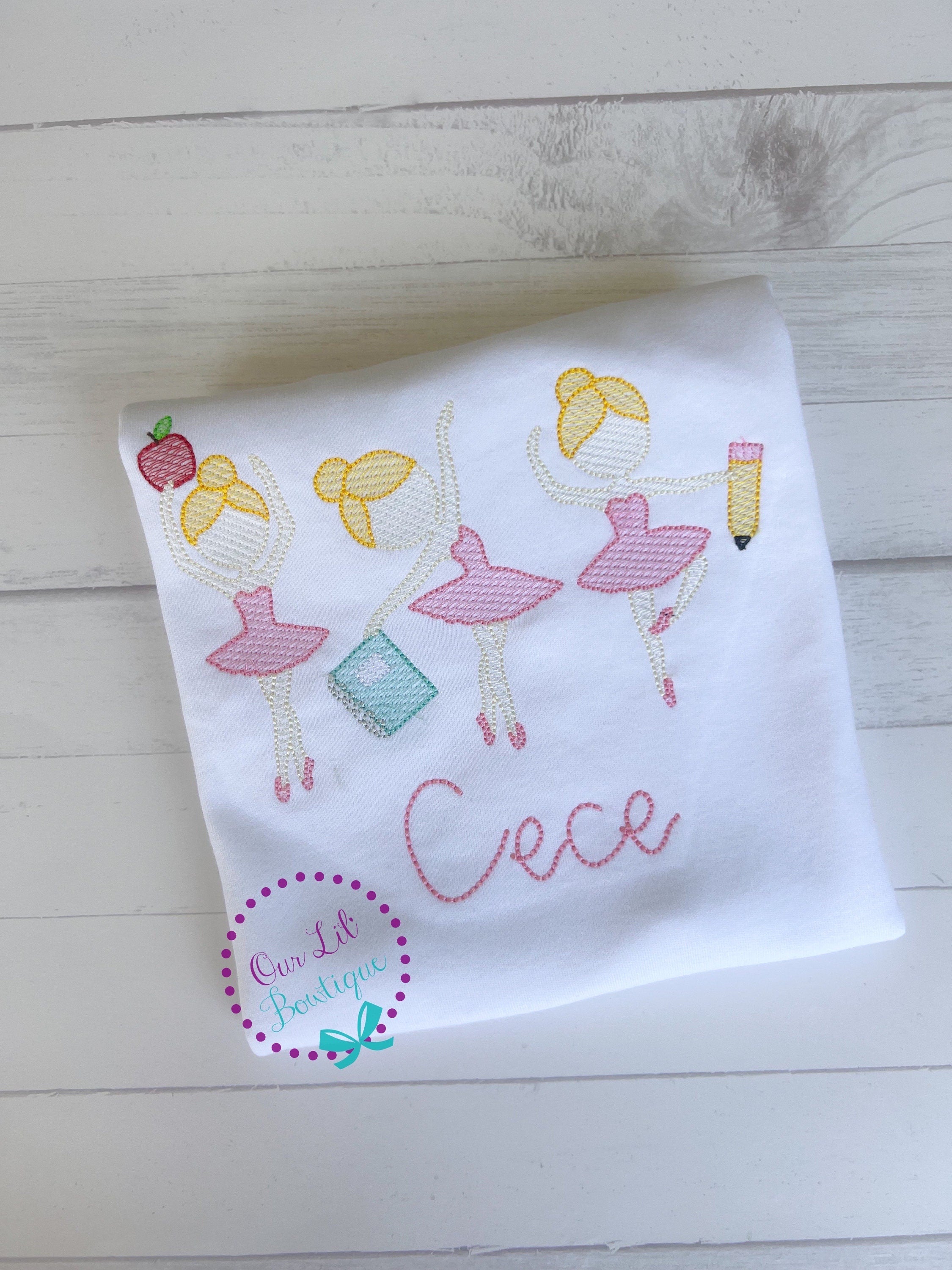 Embroidered Ballerina School Shirt - Personalized Back to School