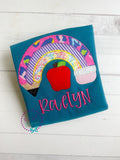 Personalized Back to School Shirt: Apple Pencil Rainbow