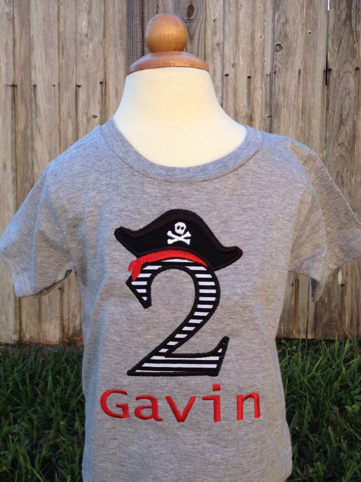 Personalized Pirate Birthday Shirt: Embroidered Number & Name