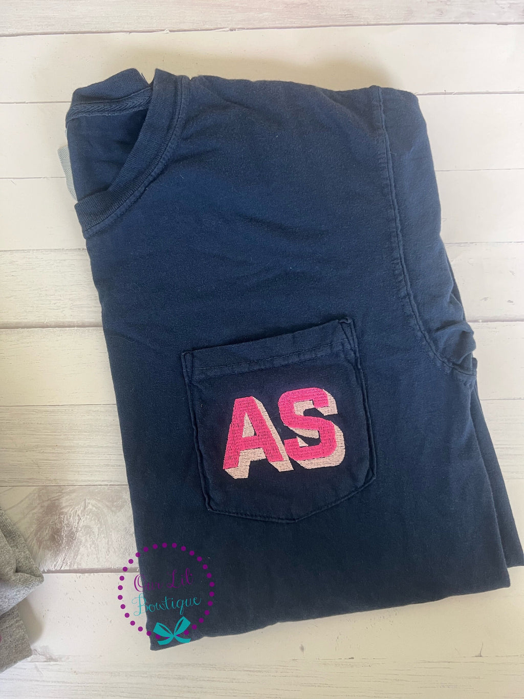 Comfort Colors Initial Pocket Tee - Embroidered Block Letter Shirt