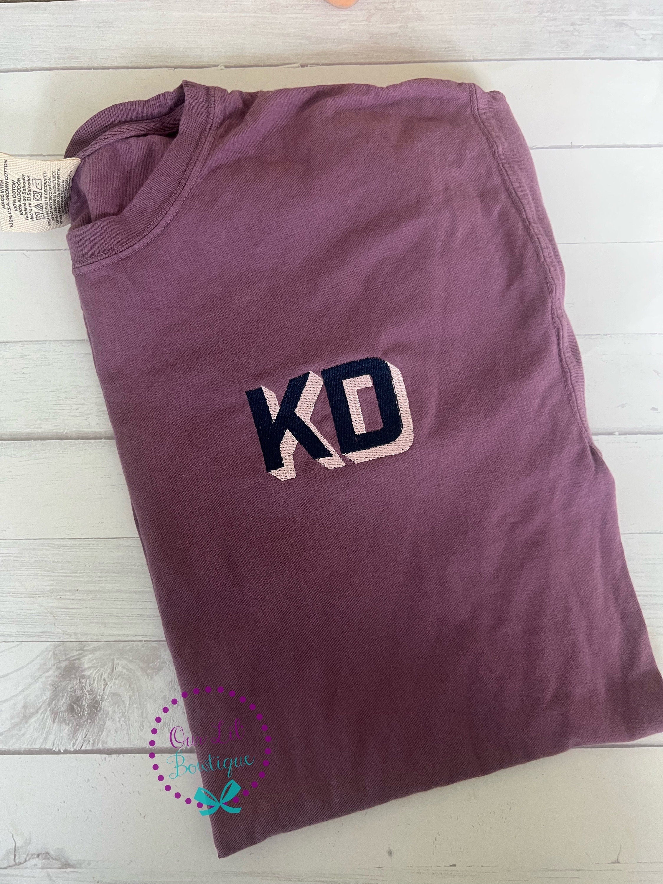 Comfort Colors Initial Pocket Tee - Embroidered Block Letter Shirt