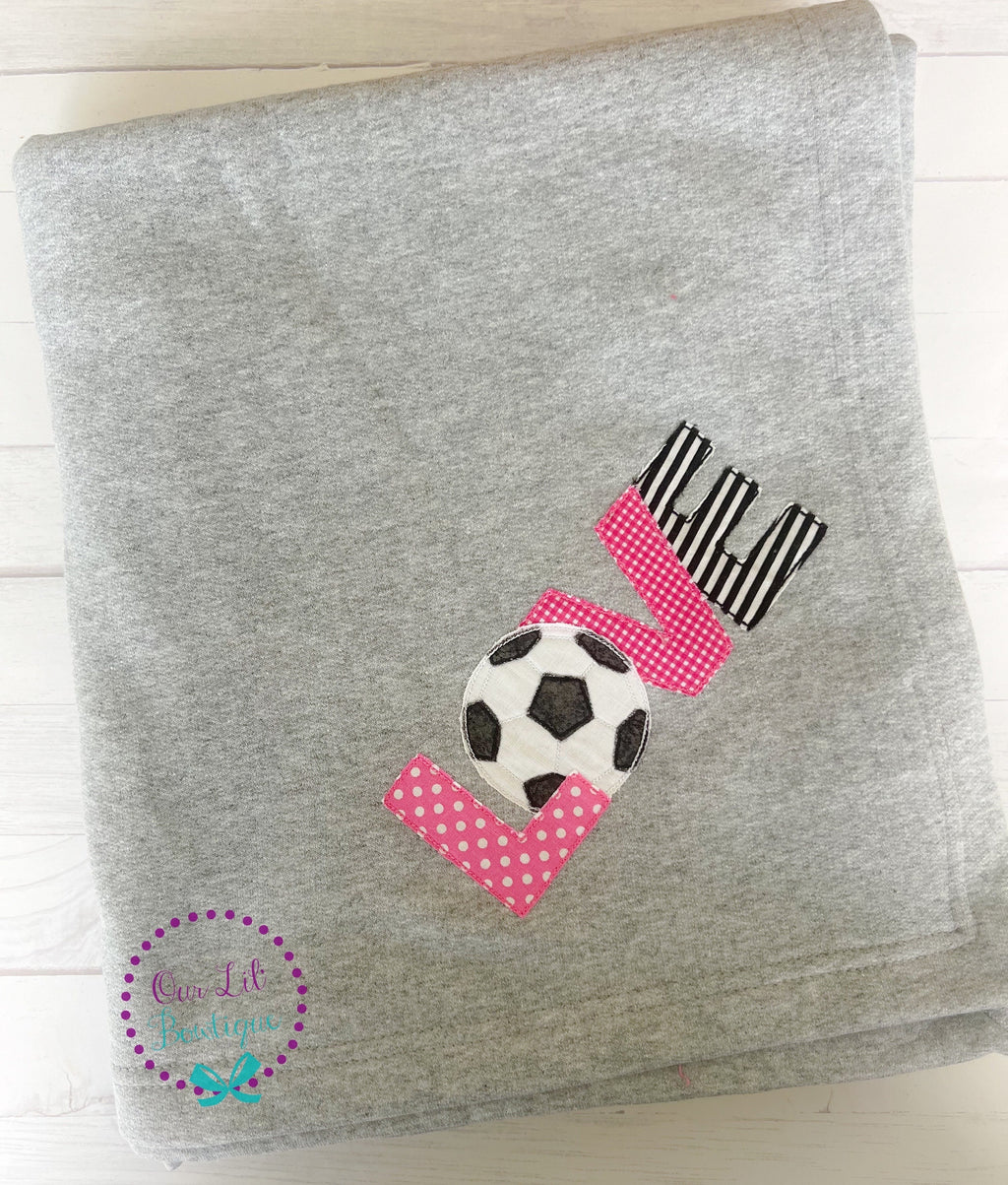 Personalized Soccer Blanket: Appliqued Fleece Sports Blanket