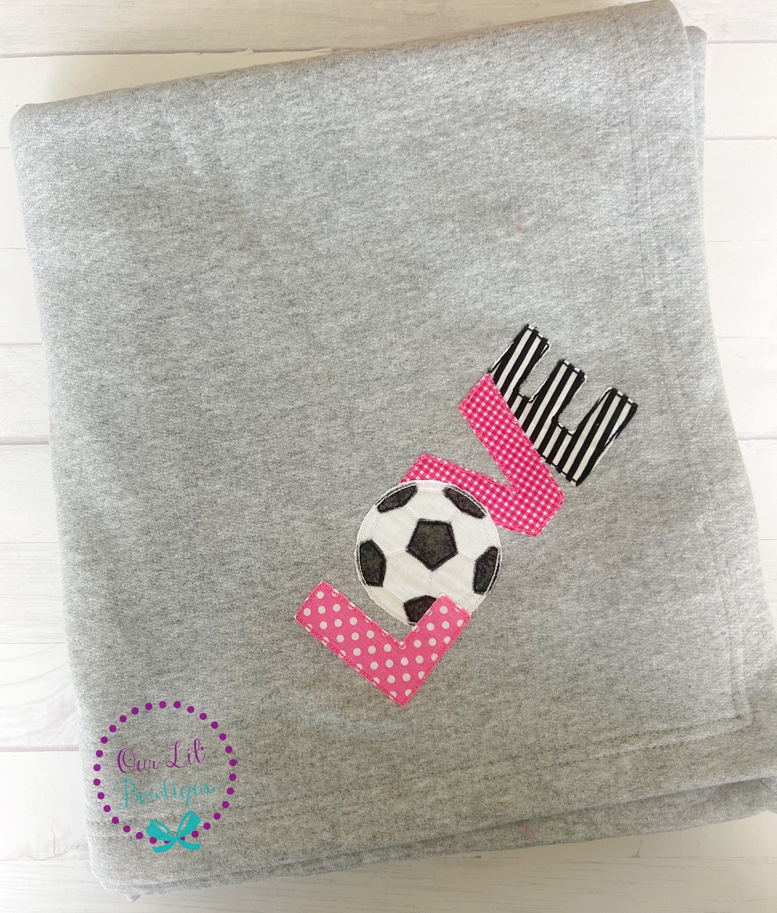 Personalized Soccer Blanket: Appliqued Fleece Sports Blanket
