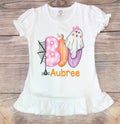 Personalized Girls Halloween Shirt: BOO Ghost Pumpkin Design