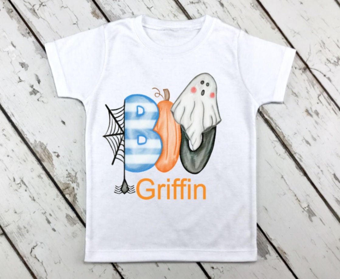 Personalized Girls Halloween Shirt: BOO Ghost Pumpkin Design