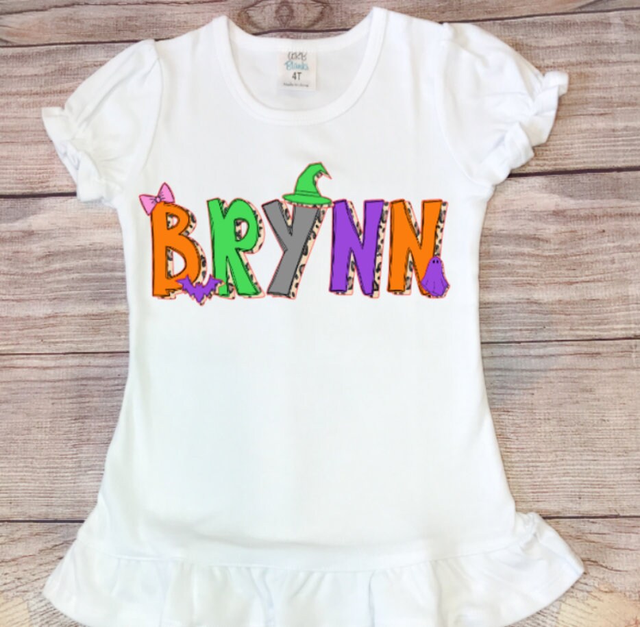 Personalized Halloween Shirt: Leopard Name Tee