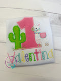 Llama Cactus Applique Birthday Shirt - Personalized