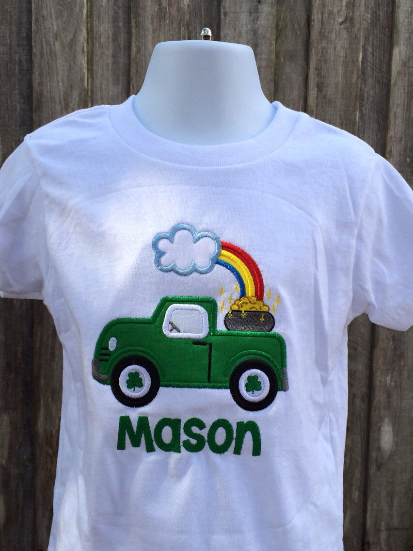 Personalized St. Patrick's Day Shirt: Shamrock Truck Appliqué