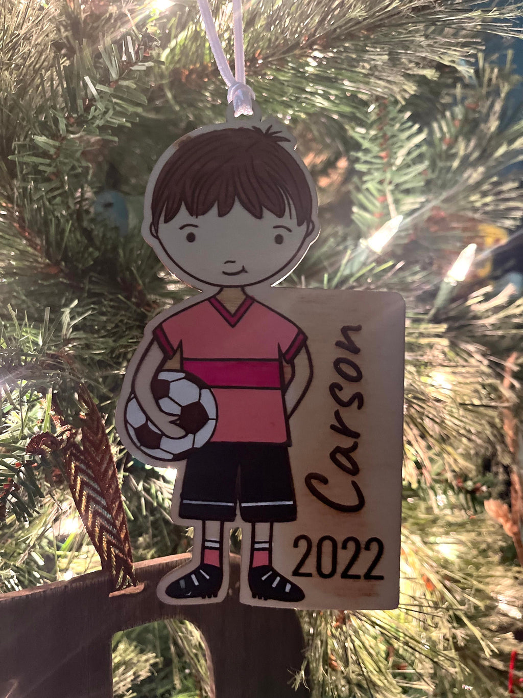 Soccer Ornament - Wooden Hanging Christmas Tree Ornament - Soccer Lover - Soccer Gift - Personalized Soccer Ornament -Soccer Team Gift -Boy