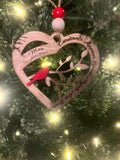 Heart Cardinal Ornament - Christmas Ornament - Memorial Ornament - Cardinal Christmas Ornament - Gifts for Loss