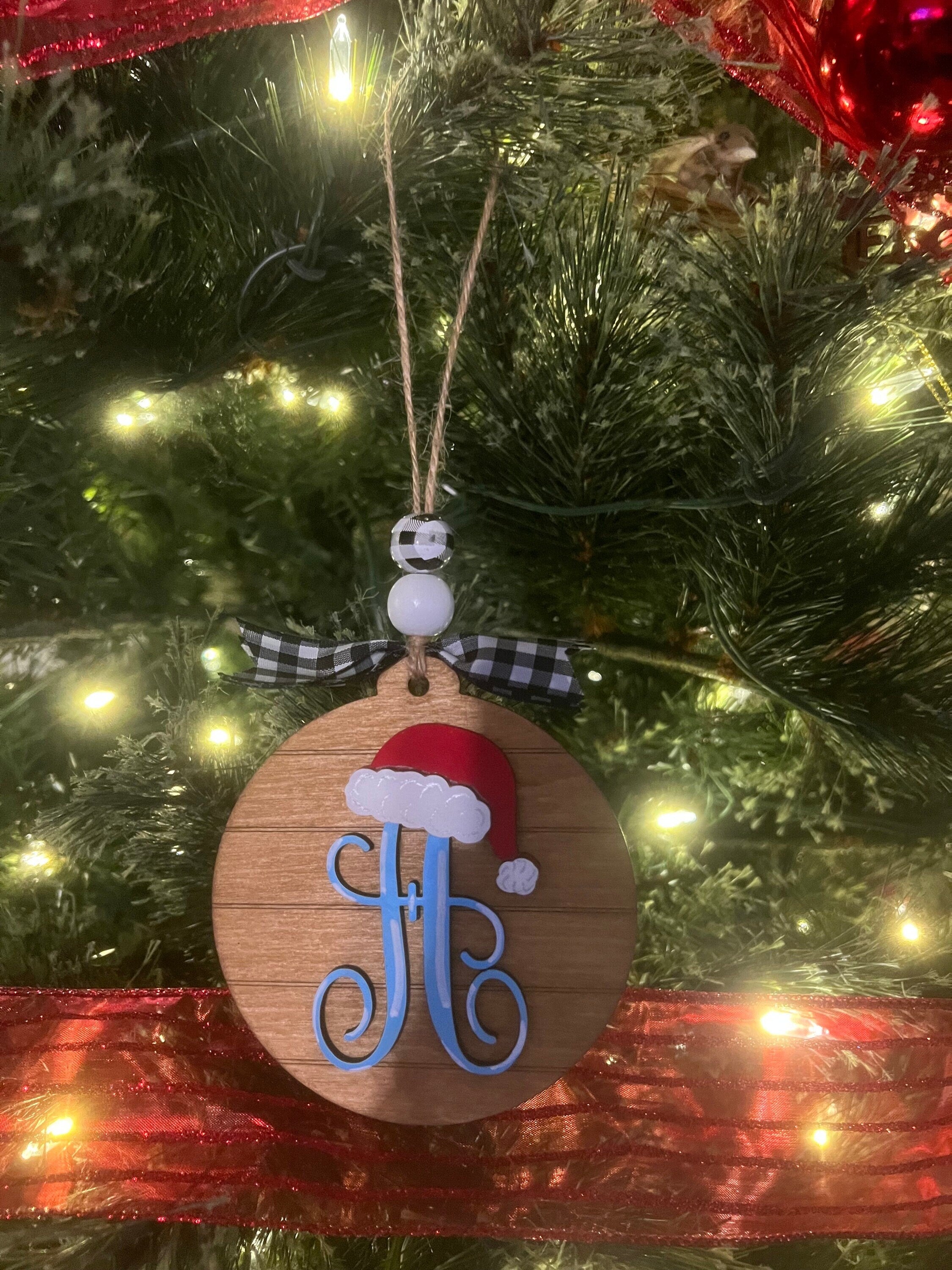 Christmas Ornament - Initial Ornament - Monogram Christmas Ornament - Family Monogram Ornament - Farmhouse Ornament - Gift for Her