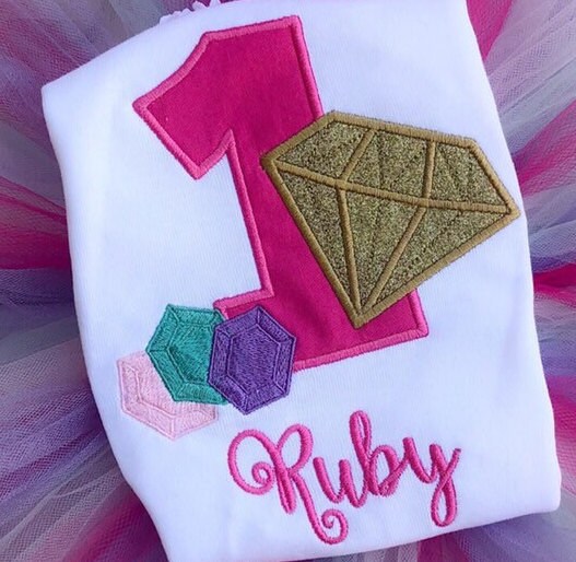 She's A Gem Birthday- Gem Birthday - Birthday Shirt - Personalized Birthday Shirt - Girl - First Birthday - Diamonds- Gem 1st Birthday