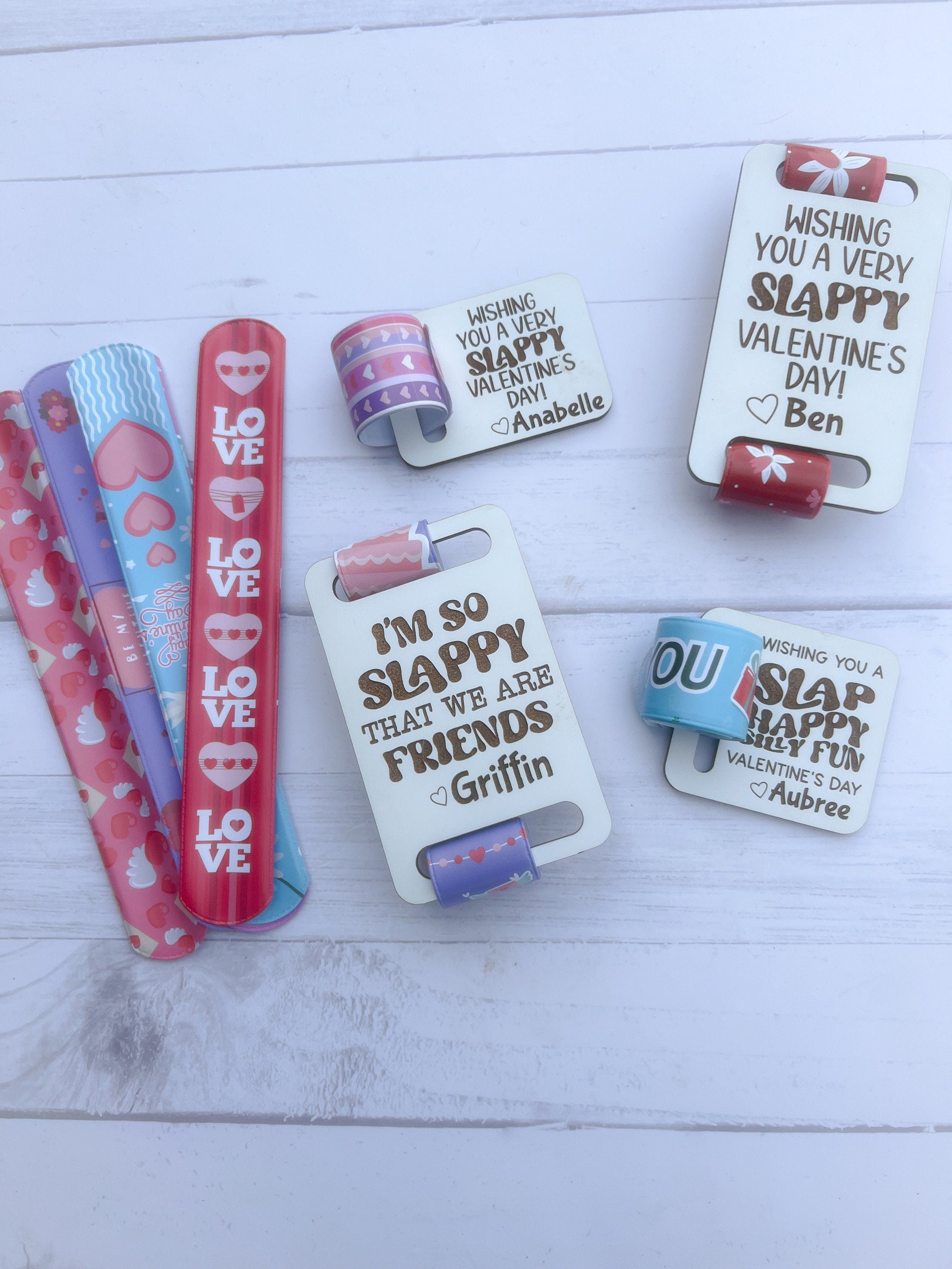 Kids Valentine - Bracelet Valentines - Slap Bracelets - Non Candy Valentines - Class Valentines Day Gifts - Kids Valentines - Personalized