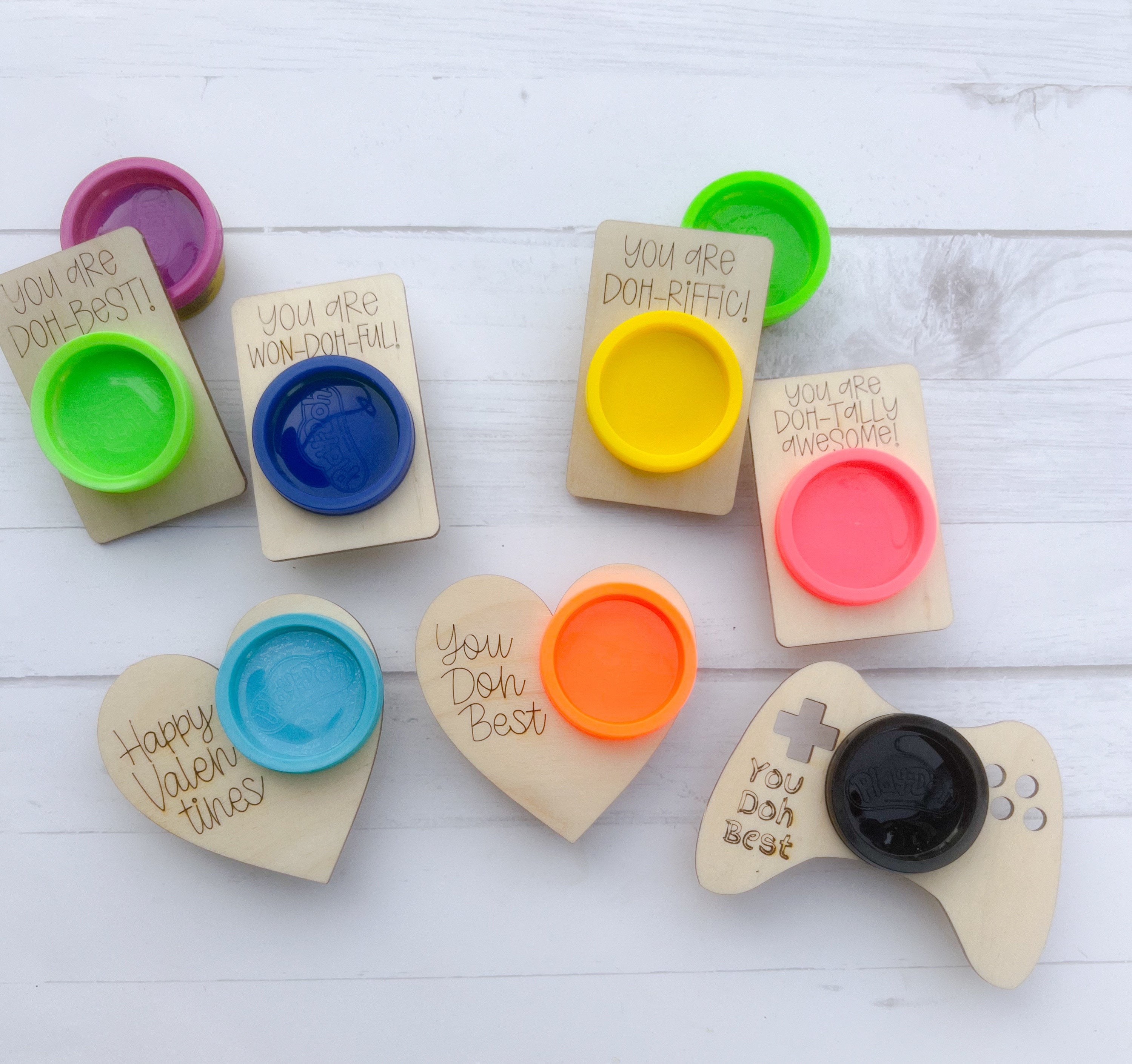 Kids Valentine - Dough Holder Valentine’s - Class Favors - Valentine Cards - Valentine Gifts - Wood Engraved Personalized Dough - Doh