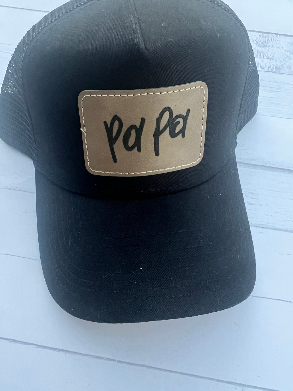 Dad Baseball Hat - Papa Hat - Kids Handwriting - Leather Patch - Fathers Day Gift - Custom Hat - Dad Hat
