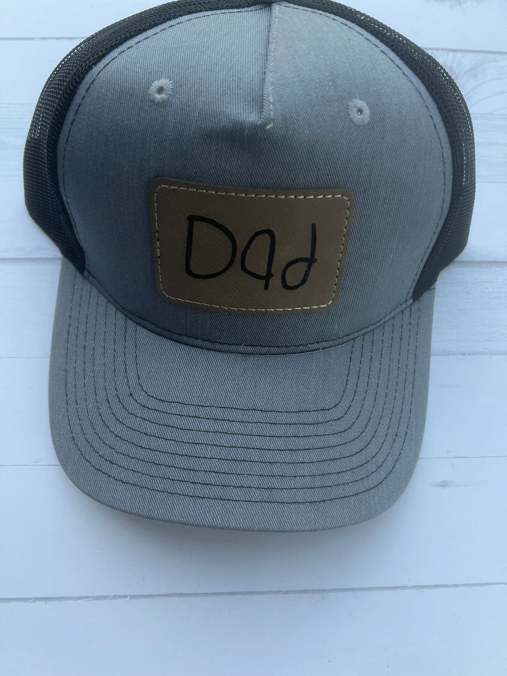 Dad Baseball Hat - Papa Hat - Kids Handwriting - Leather Patch - Fathers Day Gift - Custom Hat - Dad Hat