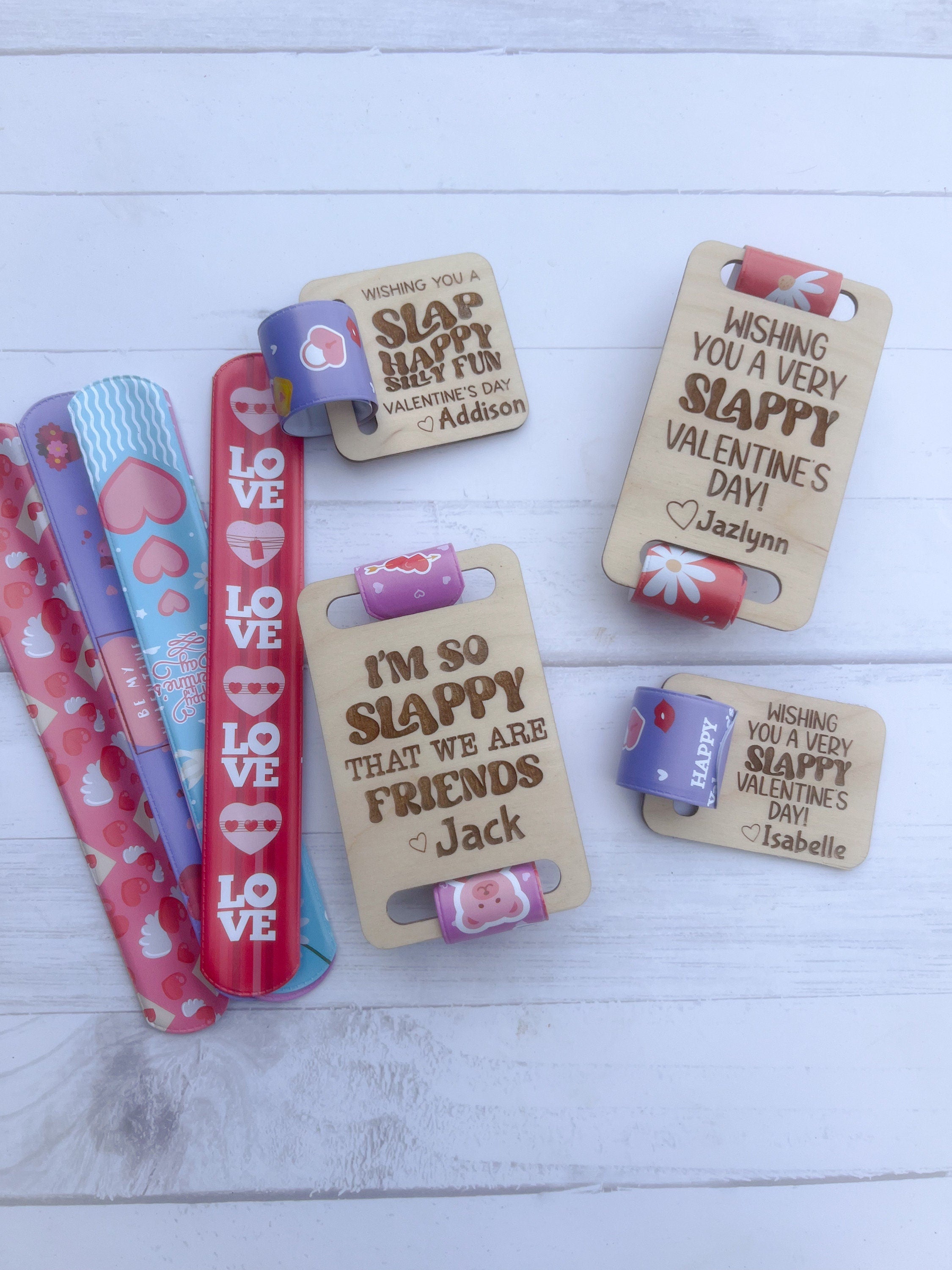 Kids Valentine - Bracelet Valentines - Slap Bracelets - Non Candy Valentines - Class Valentines Day Gifts - Kids Valentines - Personalized