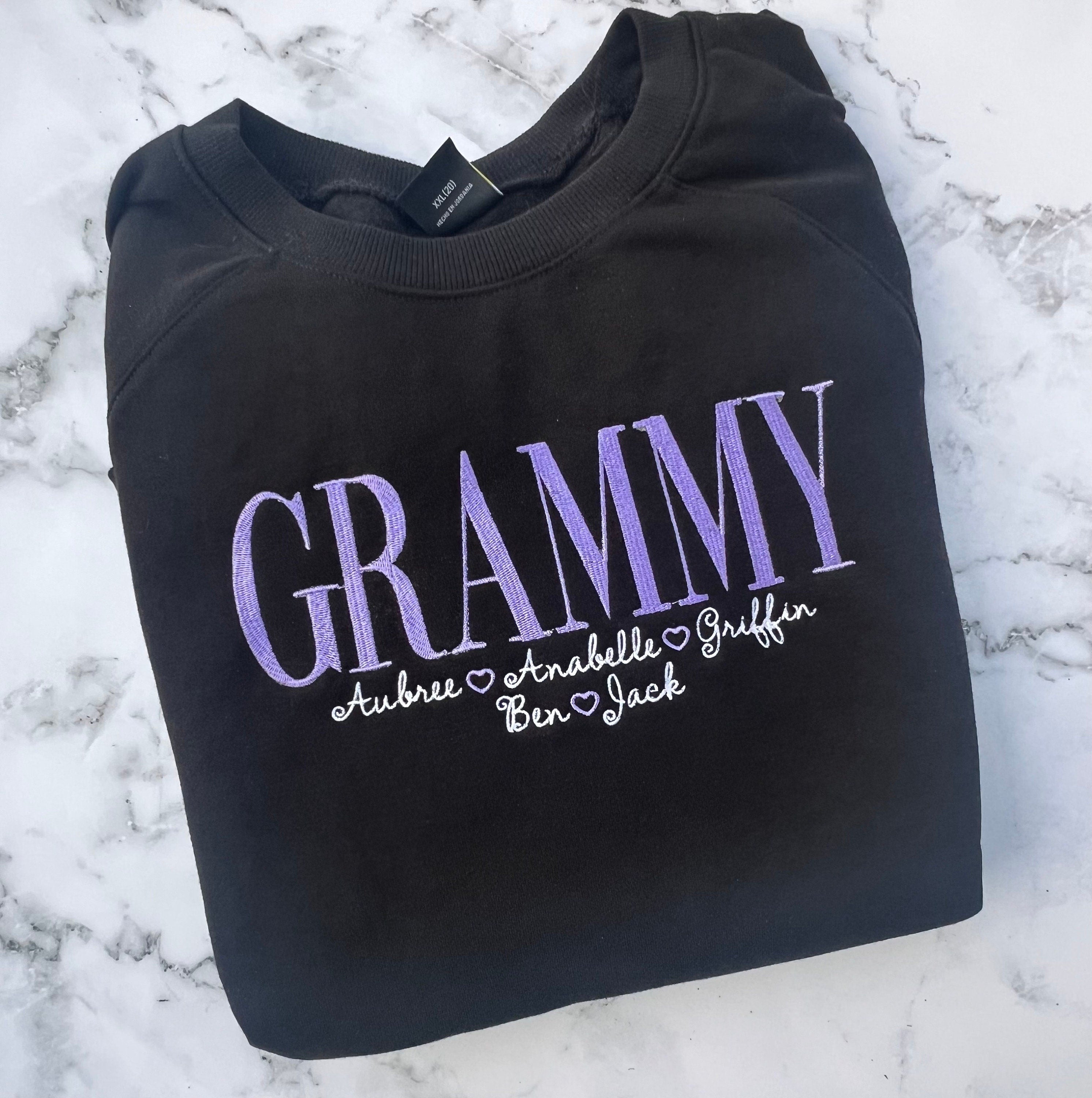 Embroidered Grammy Sweatshirt: Personalized Names, Soft Crewneck