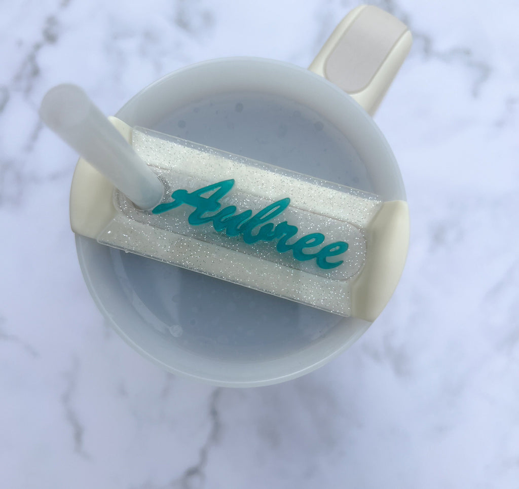 Custom Glitter Tumbler Name Tag 20oz, 30oz or 40 oz - Custom Tumbler Topper