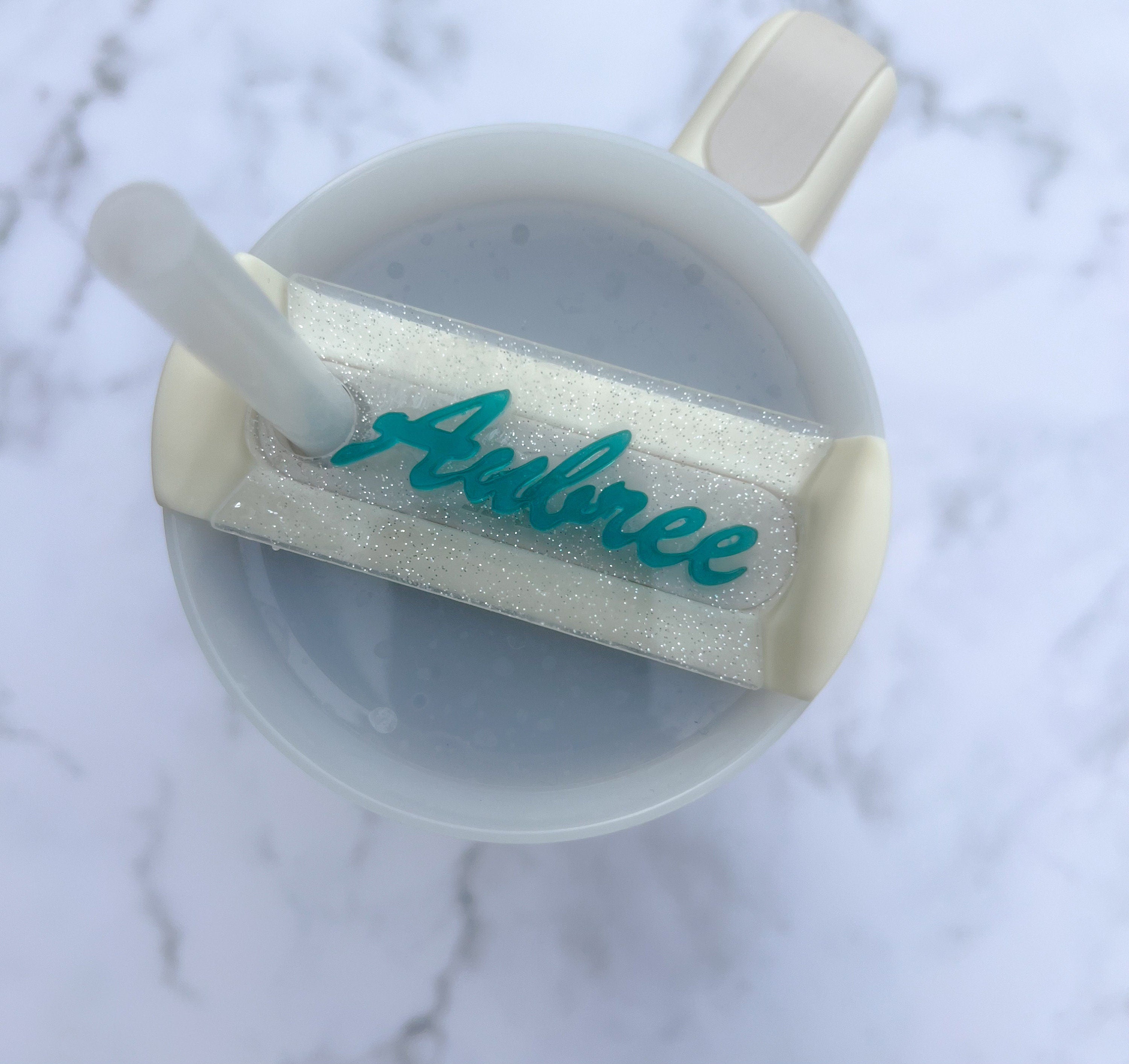 Custom Glitter Tumbler Name Tag 20oz, 30oz or 40 oz - Custom Tumbler Topper