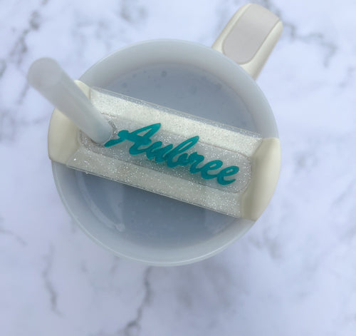 Custom Glitter Tumbler Name Tag 20oz, 30oz or 40 oz - Custom Tumbler Topper