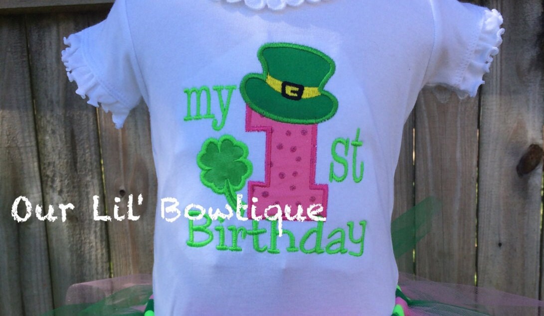 Shamrock 1st Birthday Shirt: St. Patrick's Day Applique Bodysuit